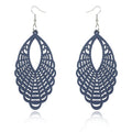 Openwork Woven Teardrop Wood Hook Earrings in Four Colors view 2