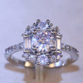Silver Tone Cluster Ring with Square and Round Clear Stones view 4
