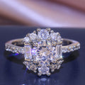 Silver Tone Cluster Ring with Square and Round Clear Stones view 6