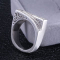 Black And White Rectangular Signet Ring With Openwork Sides view 3