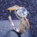 Gold and Silver Tone Pavé Bow Shaped Round Stone Ring view 4