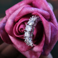 Seven Stone Half Eternity Ring In Polished Silver Tone view 3