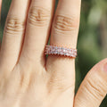 Rose Gold Tone Baguette Stone Eternity Band Ring Polished Metal Jewelry view 3