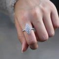 Marquise Shaped Cluster Ring With Tapered Pavé Band view 3