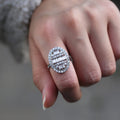 Silver Tone Oval Baguette Cluster Statement Ring Design view 3
