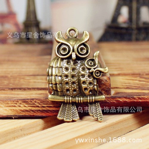 Alloy Mother and Child Owl Charm Pendant 44x27mm