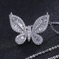 Pavé Butterfly Pendant Chain Necklace in Silver Tone view 6