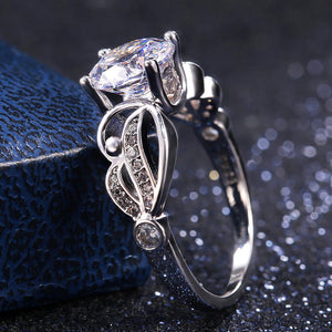 Clear Stone Openwork Floral Silver Tone Ring Jewelry Accessory