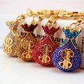 Rhinestone Money Bag Dollar Sign Keychain in Six Styles view 1