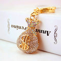 Rhinestone Money Bag Dollar Sign Keychain in Six Styles view 4