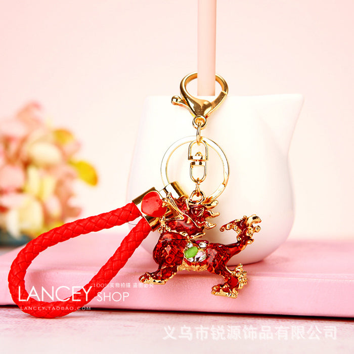 Braided Qilin and Pixiu Keychains in Six Pictured Color Options