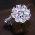 Silver Tone Floral Cluster Ring with Marquise Stones view 1