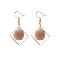 Seven Color Pom Pom Gold Tone Square Frame Dangle Earrings view 8