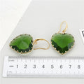 Gold Tone Large Faceted Heart Crystal Hook Earrings in Three Colors view 4
