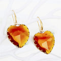 Gold Tone Large Faceted Heart Crystal Hook Earrings in Three Colors view 8