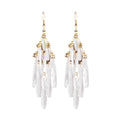 Clear Elongated Bead Cascade Long Silver Hook Earrings view 5