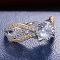 Gold and Silver Tone Pavé Bow Shaped Round Stone Ring view 3