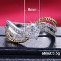 Two Tone Wave Ring with Round Clear Center Stone Design view 5