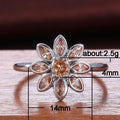 Champagne Stone Daisy Flower Ring In Silver Tone Jewelry view 5