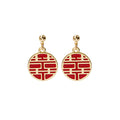 Eleven Red Festive Chinese Symbol Long Tassel Earrings view 10