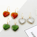 Gold Tone Large Faceted Heart Crystal Hook Earrings in Three Colors view 5