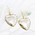 Gold Tone Large Faceted Heart Crystal Hook Earrings in Three Colors view 6