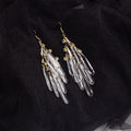 Clear Elongated Bead Cascade Long Silver Hook Earrings view 2