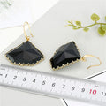 Gold Tone Large Faceted Fan Glass Drop Earrings in Two Colors view 3