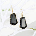 Gold Tone Irregular Polygon Faceted Glass Drop Earrings in Three Colors view 6