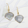 Gold Tone Faceted Heart Glass Drop Earrings in Three Colors view 1