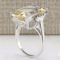 Oversized Rectangular Solitaire Ring In Four Stone Colors Silver Tone view 4