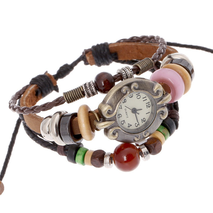 New Vintage Genuine Leather Bracelet Watch Hot Selling Cowhide Wristband Leather Accessory