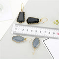 Gold Tone Irregular Polygon Faceted Glass Drop Earrings in Three Colors view 5