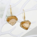 Gold Tone Faceted Heart Glass Drop Earrings in Three Colors view 2