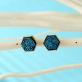 Gold Tone Faux Druzy Geometric Stud Earrings in Seven Designs view 2