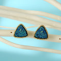 Gold Tone Faux Druzy Geometric Stud Earrings in Seven Designs view 6