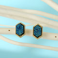 Gold Tone Faux Druzy Geometric Stud Earrings in Seven Designs view 12