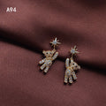 Gold Tone Pavé Crystal Teddy Bear Drop Earrings Star Posts view 3