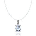 Clear Oval Crystal Pendant on an Invisible Cord Necklace view 1