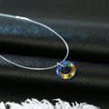 Multicolor Faceted Crystal Ring Pendant on Invisible Cord Necklace view 5