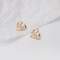 Ivory Triangle Cutout Layered Gold Tone Stud Earrings view 2