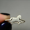 Silver Tone Running Horse Silhouette Open Ring Polished Metal Jewelry view 2