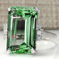Oversized Rectangular Solitaire Ring In Four Stone Colors Silver Tone view 2