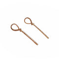 Gold Teardrop Pave Bar Drop Stud Earrings Clear Stones view 5