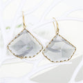Gold Tone Large Faceted Fan Glass Drop Earrings in Two Colors view 2