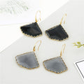 Gold Tone Large Faceted Fan Glass Drop Earrings in Two Colors view 4