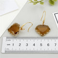 Gold Tone Faceted Heart Glass Drop Earrings in Three Colors view 5