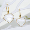 Gold Tone Faceted Heart Glass Drop Earrings in Three Colors view 3