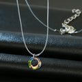 Multicolor Faceted Crystal Ring Pendant on Invisible Cord Necklace view 2