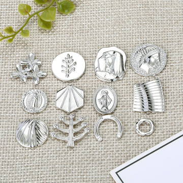 Silver Tone Abstract Botanical and Figural Stud Earrings in Twelve Designs